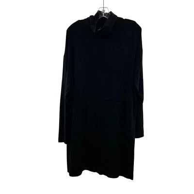 Vestido recto Prologue para mujer talla XL negro cuello falso manga larga hasta la rodilla Foto 1 de 4