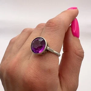 Vintage USSR Sterling Silver 875 Women's Jewelry Ring Pink Topaz Size 9 - Bild 1 von 8