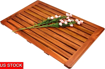 Alfombra de lujo GRANDE spa/ducha/bañera/bañera/puerta madera de teca maciza aceitada 32"x18" Foto 1 de 4