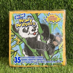 2004 Dixie Krazy Kritters Napkins Panda Bear Bamboo Snake New Sealed -Small Tear - Picture 1 of 3
