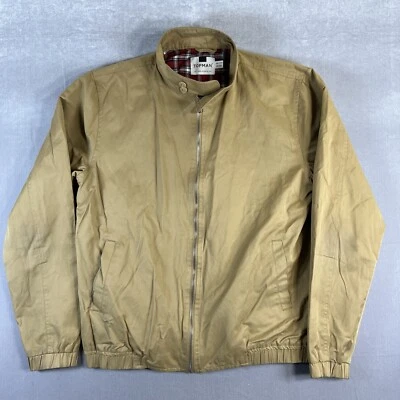Chaqueta Topman Harrington Para Hombre Grande (Se Ajusta a Mediana) Marrón Manta Forrada Cremallera Completa Foto 1 de 4