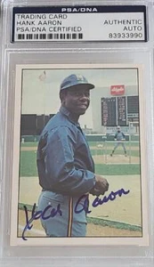 Tarjeta SSPC 1975 FIRMADA VINTAGE DE HANK AARON BRAVES HOF PSA DNA - Imagen 1 de 2