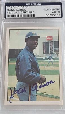 HANK AARON VINTAGE SIGNED 1975 SSPC CARD BRAVES HOF PSA DNA - Image 1 of 2