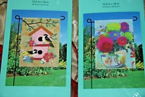 2 Meadow Creek Outdoor Decorative Garden Flags 12.5”X 18” New Birds Flowers - Picture 1 of 7