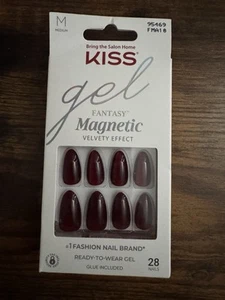 Kiss Gel Fantasy Magnetic Velvety Effect Nails, Ready To Wear, Medium Dark Red - Bild 1 von 2