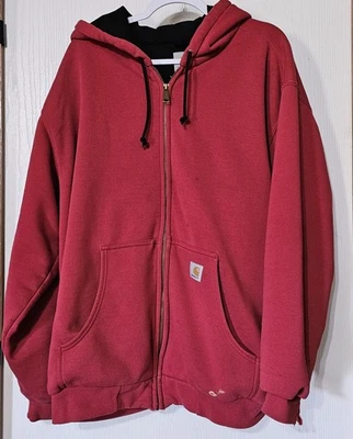 Chaqueta con Capucha Vintage Carhartt Cremallera Completa Modelo J149 INR Roja Para Hombre Talla XL  Foto 1 de 4