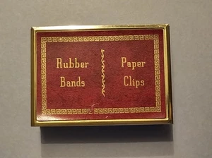 Bandas de goma Team Line vintage clips de papel soporte de caja de metal rojo dorado marrón - Imagen 1 de 5