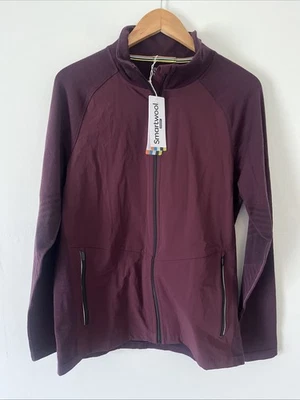 NUEVO CON ETIQUETAS Smartwool Hombre’s Intraknit Active Cremallera Completa Chaqueta Merino - Berenjena - Grande Foto 1 de 4