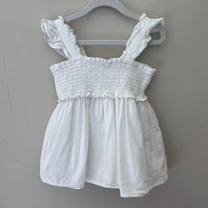 Vestido Janie and Jack Blanco Manga Volantes Calado - Talla 6 - Imagen 1 de 4