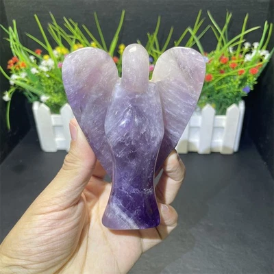 4.3" 0.6LB Natural Amethyst Angel Quartz Crystal Heal Energy Reiki Decoration - Image 1 of 4