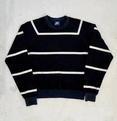 Suéter Atlético a Rayas Nike Vintage Años 80 Para Mujer Negro Blanco Básico EE. UU. Ligero  Foto 1 de 4