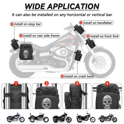 Motorcycle Handlebar Bag Bar bag Sissy Bar Bag Fork Bag - Image 1 of 4