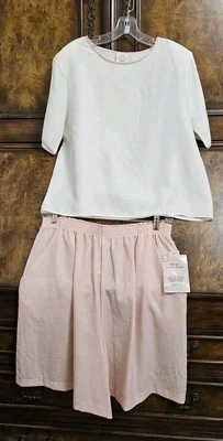 Conjunto Blusa Mujer 18W Rosa/Blanco Guinga Skort y Grande Blanca con Borde Rosa Foto 1 de 4