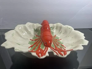 Vintage Handpainted Italian Ceramic 13" Lobster Divided Dish 1969 - Picture 1 of 13