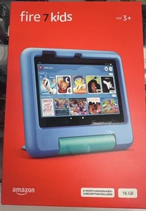 Amazon Fire 7 Kids - 7" Tablet (2024) 16GB - Blue, 6 Month Subscription Kids+ - Picture 1 of 3
