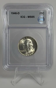 1946-D Washington Silver Quarter MS65 DDR D/D Large Die Cracks Brilliant Unc - Picture 1 of 14