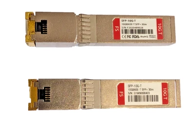 FS.com 10GBase-T Transceiver SFP-10G-T 10G SFP+ to RJ45 Copper 30M - image 1 of 2