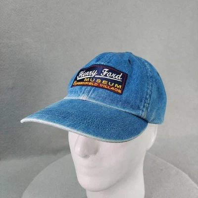 Vintage Henry Ford Museum Hat Cap Strapback Dad Blue Denim Model T DISTRESSED - Image 1 of 4