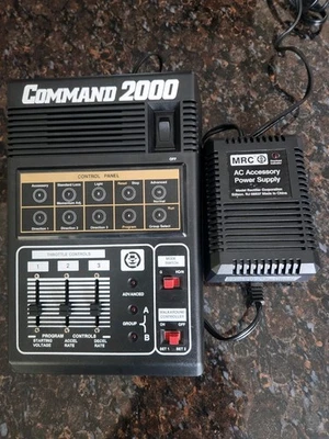 MRC COMMAND 2000 HO/N/G SCALE CONTROL PANEL & THROTTLE CONTROLS + AC POWER SUPPY - Image 1 of 4