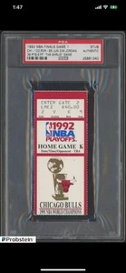 1992 NBA FINALS GAME 1 MICHAEL JORDAN SHRUG GAME TICKET🎟️ BULLS RED VARIANT PSA - Picture 1 of 6
