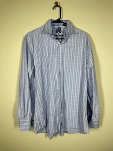 English Laundry by Christopher Wicks kariertes blaues Hemd mit Knopfleiste Baumwolle 17 34/35 - Bild 1 von 6