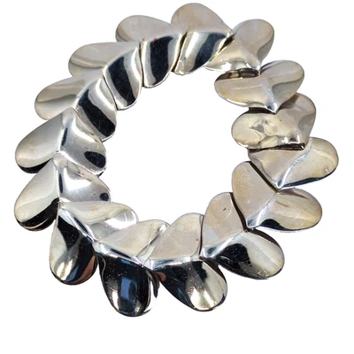 Joseph Esposito ESPO Sterling Silver 925 wide Heart Disc Link Bracelet 8.5" - Image 1 of 4
