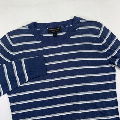 Banana Republic Forever Sweater Women's Medium Striped Knit Long Sleeve Rayon - Image 1 of 4