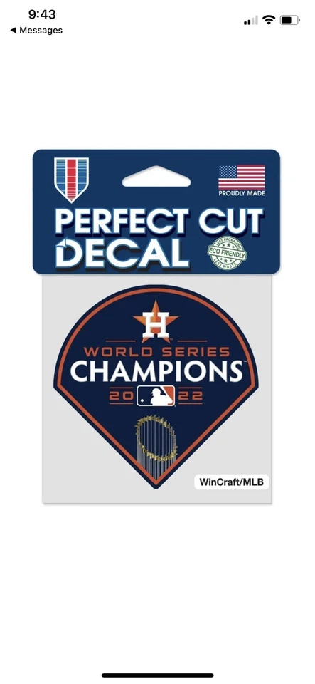 HOUSTON ASTROS 🔥2022 WORLD SERIES CHAMPIONS 🔥DECAL 4"X4" FOR CAR WINDOWS⚾️⚾️ - Image 1 of 1