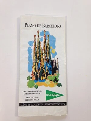 Vintage Barcelona Tourist Map Spain Souvenir - Imagem 1 de 4