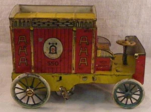 "Vintage Lehmann ""AHA"" Camion #550 Litografia Tedesca Latta Giocattolo Avvolgimento FUNZIONA! - Foto 1 di 12