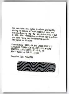 2023-24 Ice Exquisite Future Legacy Quad Material Auto JAKOB PELLETIER FL-JP /49 - Picture 1 of 1