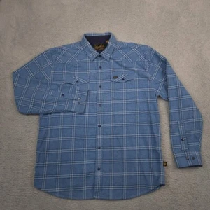 Howler Bros Plaid Flannel Button Down Shirt Men XL Blue Long Sleeve Western Snap - Picture 1 of 12