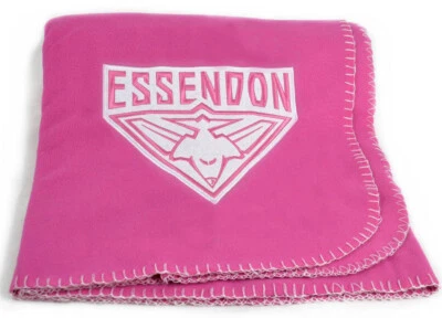 Pink Essendon Bombers Polar Fleece Blanket | NBCF | Embroidered | AFL Football - Image 1 of 4