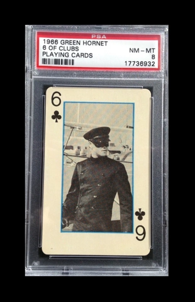 BRUCE LEE PSA 8 NM-MT 1966 GREEN HORNET PLAYING CARD 6 OF CLUBS - Image 1 of 1