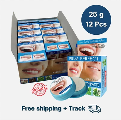 Pasta de dientes con clavo de hierbas tailandés Prim Perfect antibacteriano blanqueador de dientes 12x 25 g. Foto 1 de 4