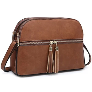 Dasein Women Faux Leather Crossbody Bag Zipped Medium Shoulder Purse Travel Bags - Picture 1 of 27