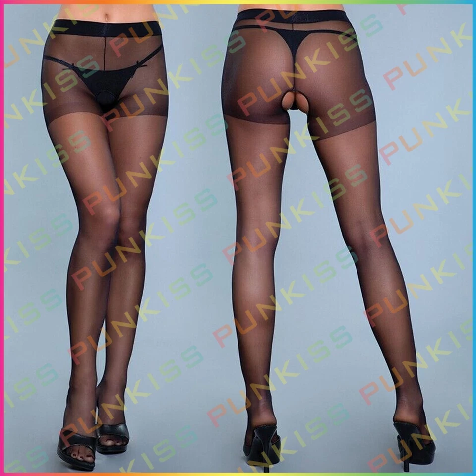 Pantimedias BeWicked transparentes sin entrepierna💋 Lencería para mujer Medias Medias sedosas brillantes Foto 1 de 4