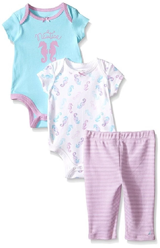 Conjunto de 3 pantalones Nautica morados caballitos de mar para niña Foto 1 de 1