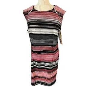 Vestido recto Madison Leigh a rayas hasta la rodilla nuevo con etiquetas talla 16 - Imagen 1 de 7