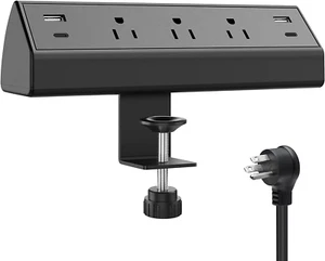 Desk Clamp Power Strip,Desktop Mount Surge Protector,40W Fast Charging Station,2 - Picture 1 of 12