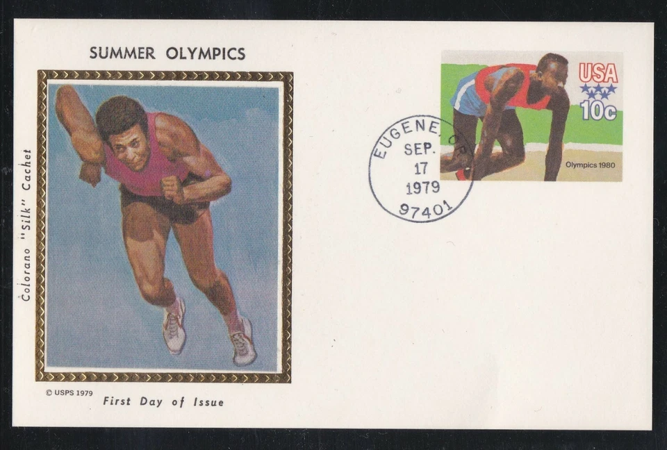 USA 1979 FIRST DAY COVER SILK CACHET SUMMER OLYMPIC GAMES ISSUE - Image 1 of 1