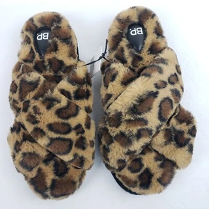 BP Women Sleeper Slip On Open Toe Sophie 11-12 XL Leopard Cushioned Fuzzy - Picture 1 of 10