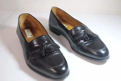 Stanley Blacker Italy Mens Black Leather Shoes Tassel Size 12 Dress - Image 1 of 4
