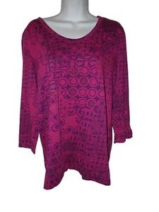 Prairie Cotton Long Sleeve Tunic Top Women S Purple 3/4 sleeve Casual Boho - Picture 1 of 5