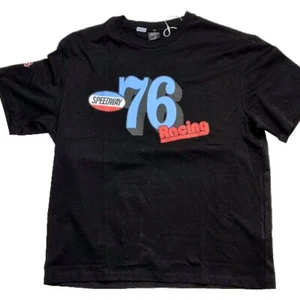 Bershka Tee Shirt Men 76 Speedway Racing Black Crew Neck Cotton Size Large - Picture 1 of 9