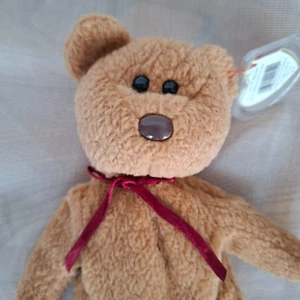 Original Ty Beanie Baby Curly the Bear con etiqueta y protector de etiqueta - Imagen 1 de 6