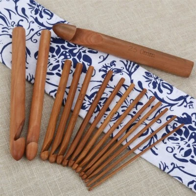 15x Practical Wooden Bamboo Large Crochet Needle Hook Knitting Tool for Sweater - image 1 of 4