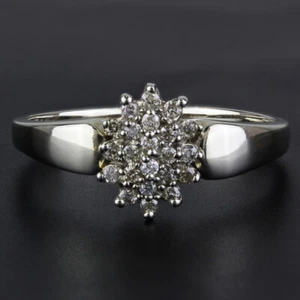 14k White Gold Diamond Cluster Ring - Picture 1 of 6