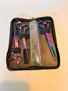 Professional Pet Dog Grooming Comb Scissors Kit Straight Curved Thinning Shears - Picture 1 of 8