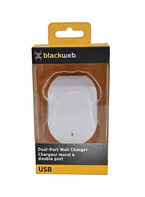 Cargador de pared BackWeb puertos USB de doble puerto blanco apto para viajes NUEVO EE. UU. Vendedor Foto 1 de 4